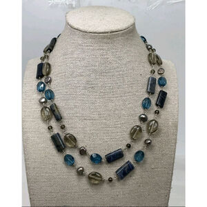 Ann Taylor Mixed Color Acrylic Dual Strand Necklace NWT